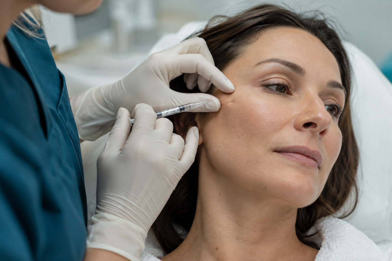 An injection treatment in the cheek area